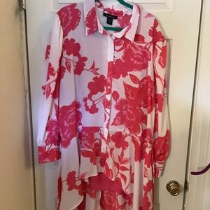 Ashley Stewart 2pc. Pink asymmetrical shear blouse with tank top size 26w